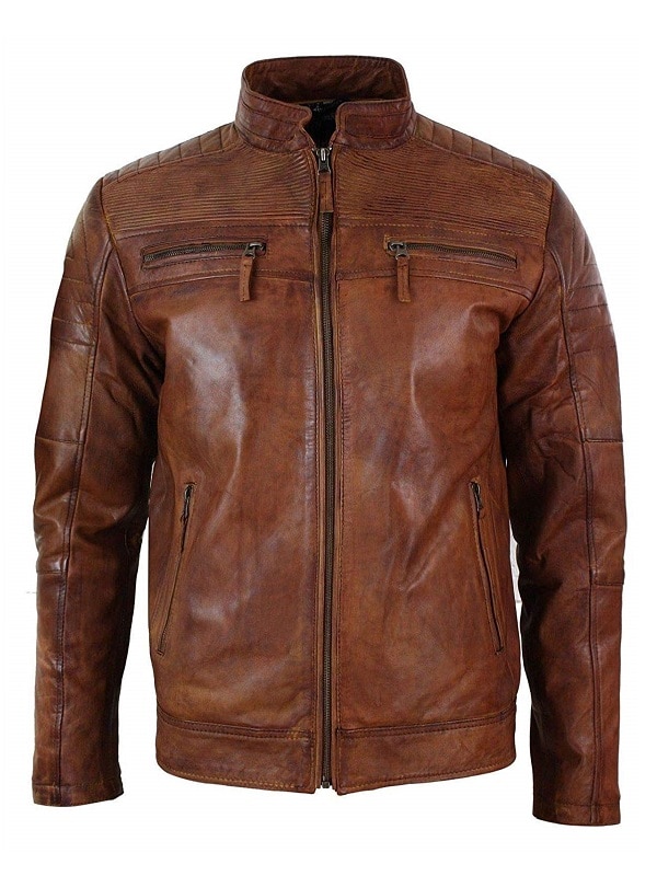 Men's Vintage Café Racer Casual Slim Fit Leather Jacket