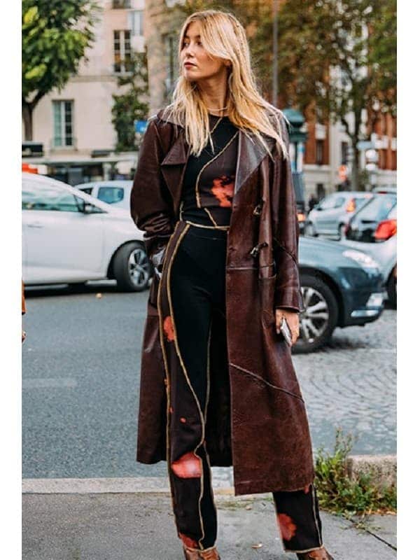 Modish Look Women Brown Leather Coat