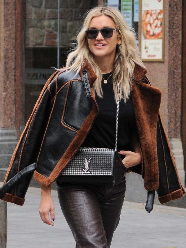 Ashley Roberts Shearling Aviator Jacket