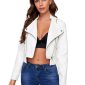 Women Cropped White Leather Jacket